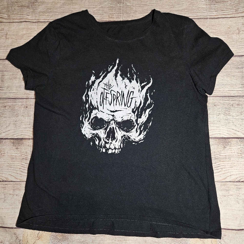 The offspring music band flaming skull graphic tee shirt